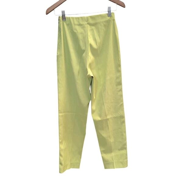 Lauren Vidal Paris Pants Womens Lime Green Cropped Stretch High Rise Trousers U - Picture 2 of 5